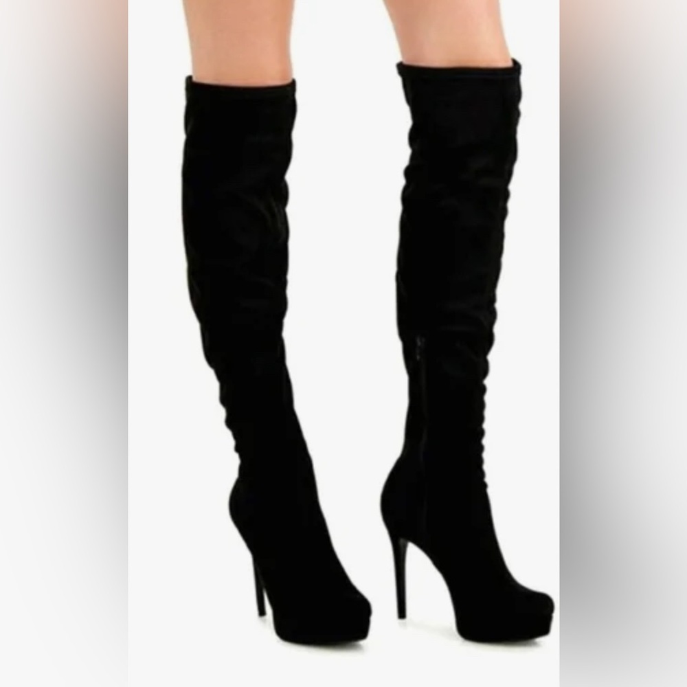 Thalia Sodi Clarissa Over-the-Knee Boots in Black Microfiber - Picture 1 of 15
